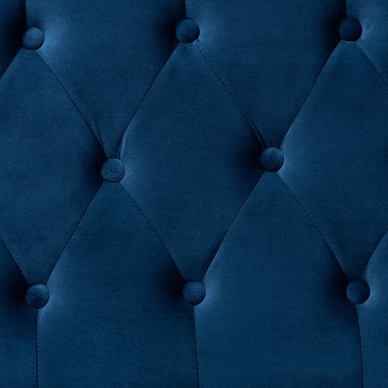 Karlesha Velvet Ottoman, Navy Blue