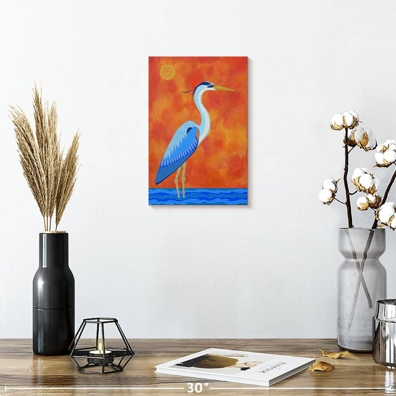 Coucher de soleil sur le Bramon Heron, H 12 po x l 8 po
