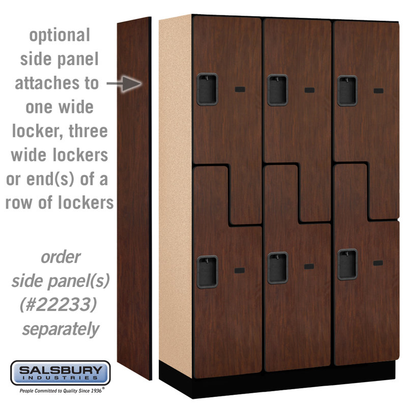 Extra Wide Mahogany Wood Gym Locker with Shelves - 76"H x 45"W
