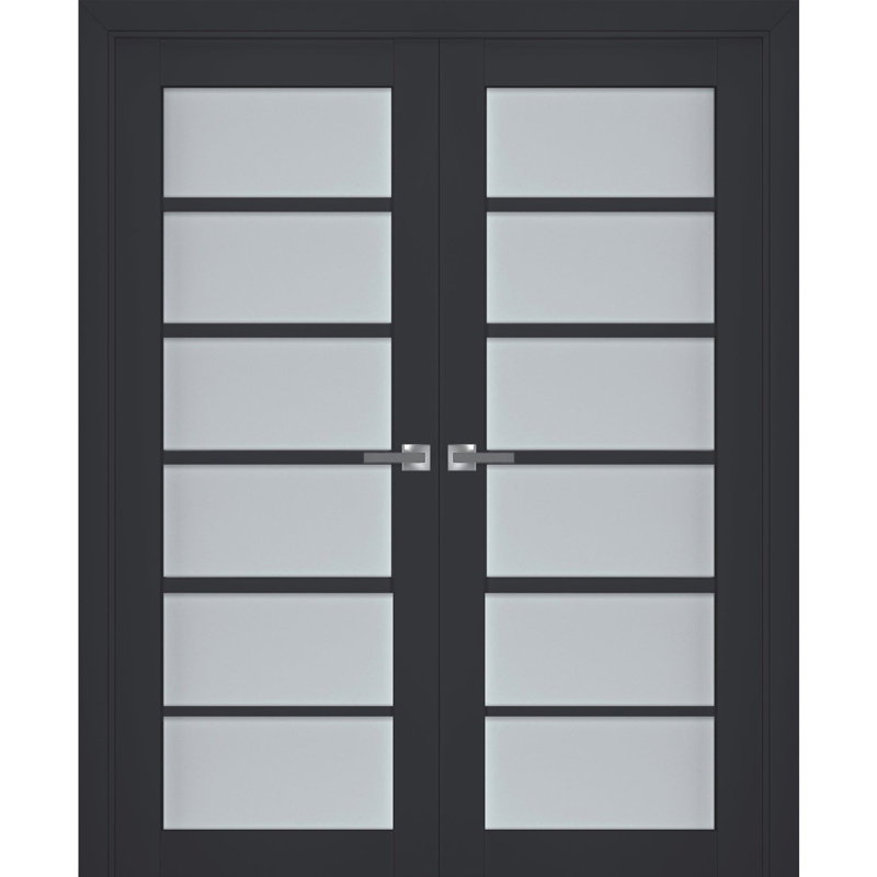 Portes françaises en bois givré Veregio, 36 po x 80 po, Antracite