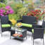 Fauteuil d'extérieur 4 pièces, table à thé, coussins et sièges d'extérieur pour PC: fauteuils, table