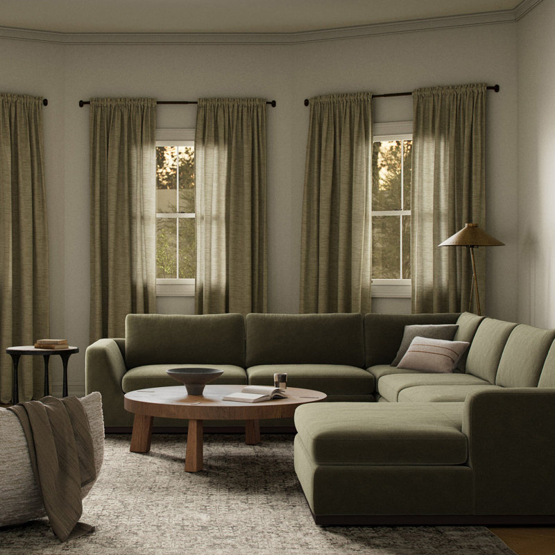Colt Sectional, Surrey Olive Cotton Blend, Right Hand Facing