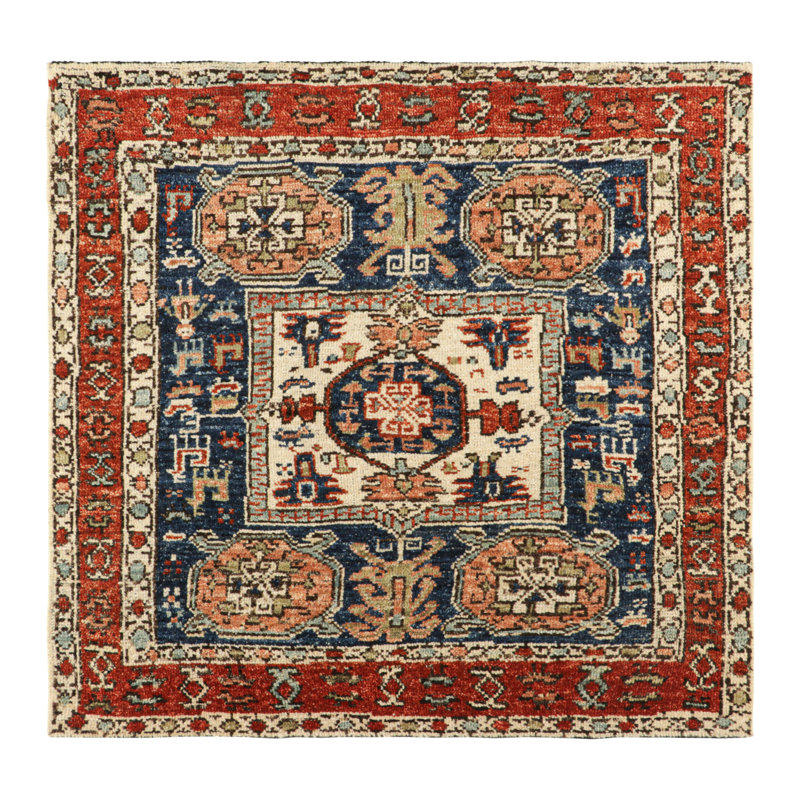 Burano Hand Knotted Wool Geometric Area Rug, Runner 3' x 8'