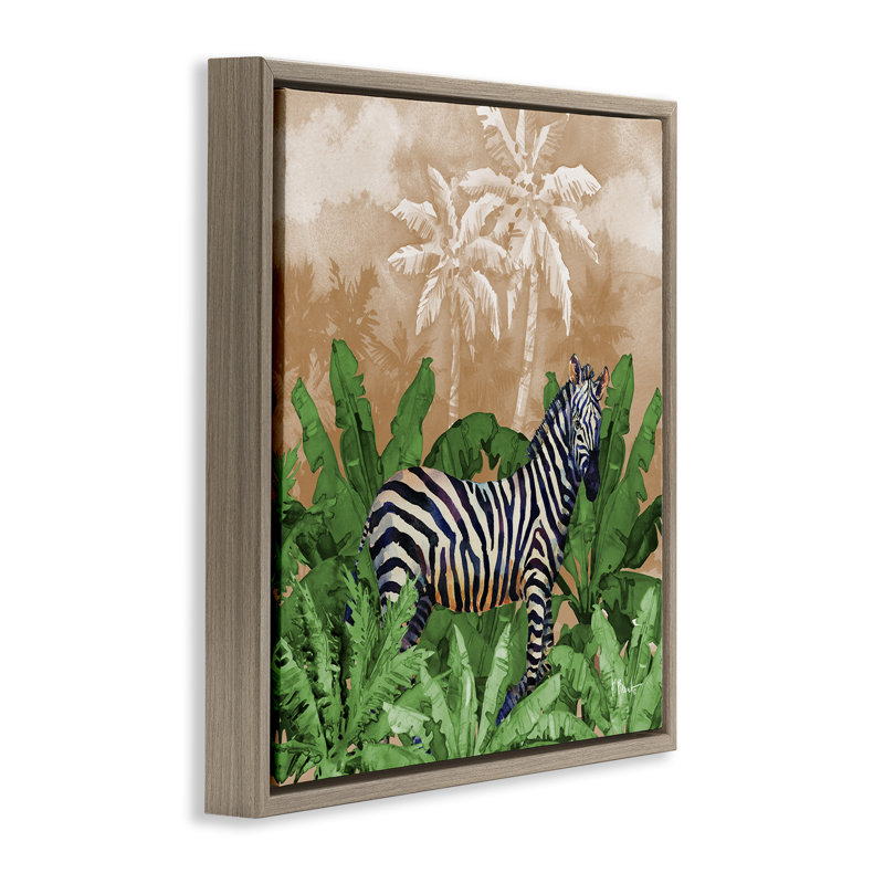 «Jungle Life Zebra Brown» par Paul Brent, Cadre flottant orme Montalcino, H 25 po x l 25 po