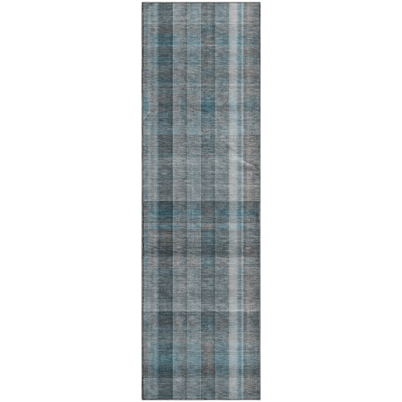 Tapis bleu sarcelle de qualité supérieure lavable à la machine Cerrito AMF534, Tapis de couloir 2 pi 3 po x 7 pi 6 po