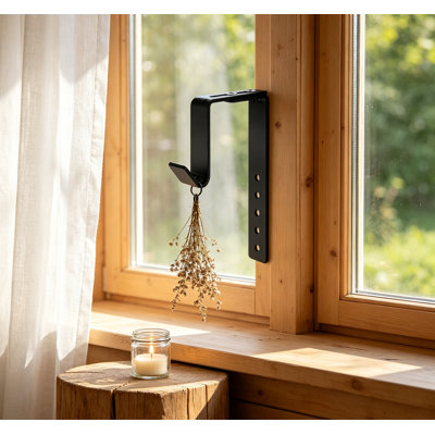 Powder‑Coated Adjustable Fence Hook Bracket, Heavy‑Duty Metal Hanging Hook for Planters, Lanterns and Outdoor Decor