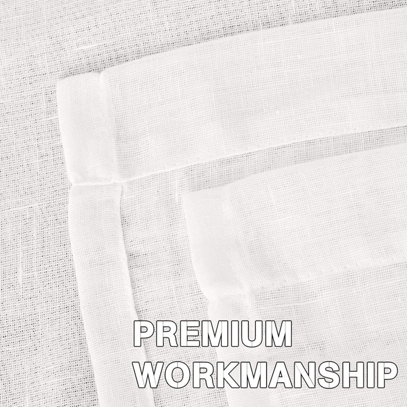 Linen Blend Sheer Curtain Pair, 52" W x 63" L, White