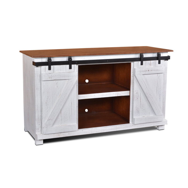 Orenda Solid Wood Accent Cabinet, White, Brown/White