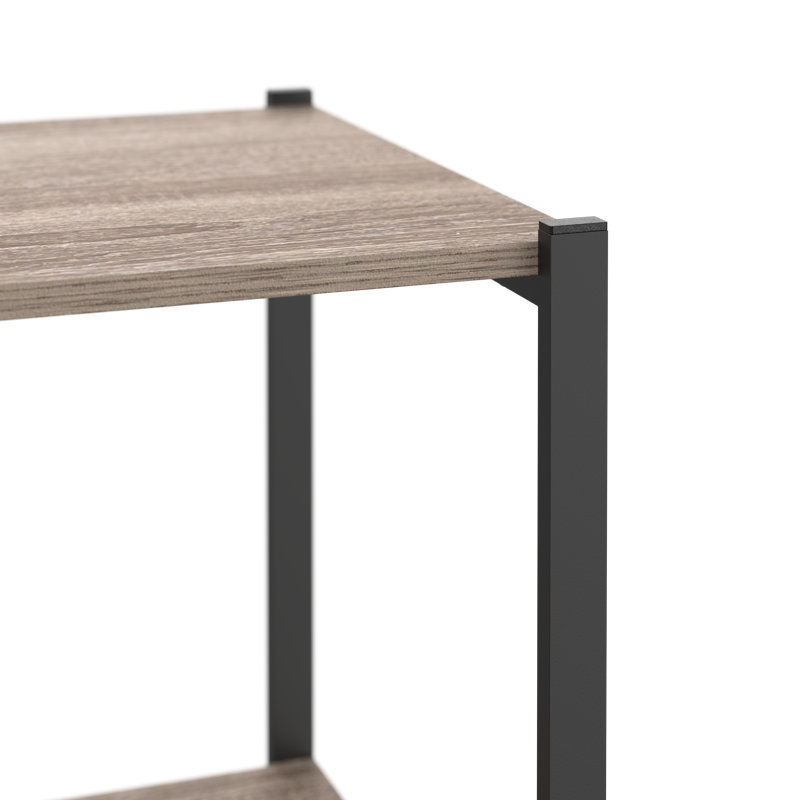 Weathered Gray 5-Tier Ladder Bookcase with Black Metal Frame