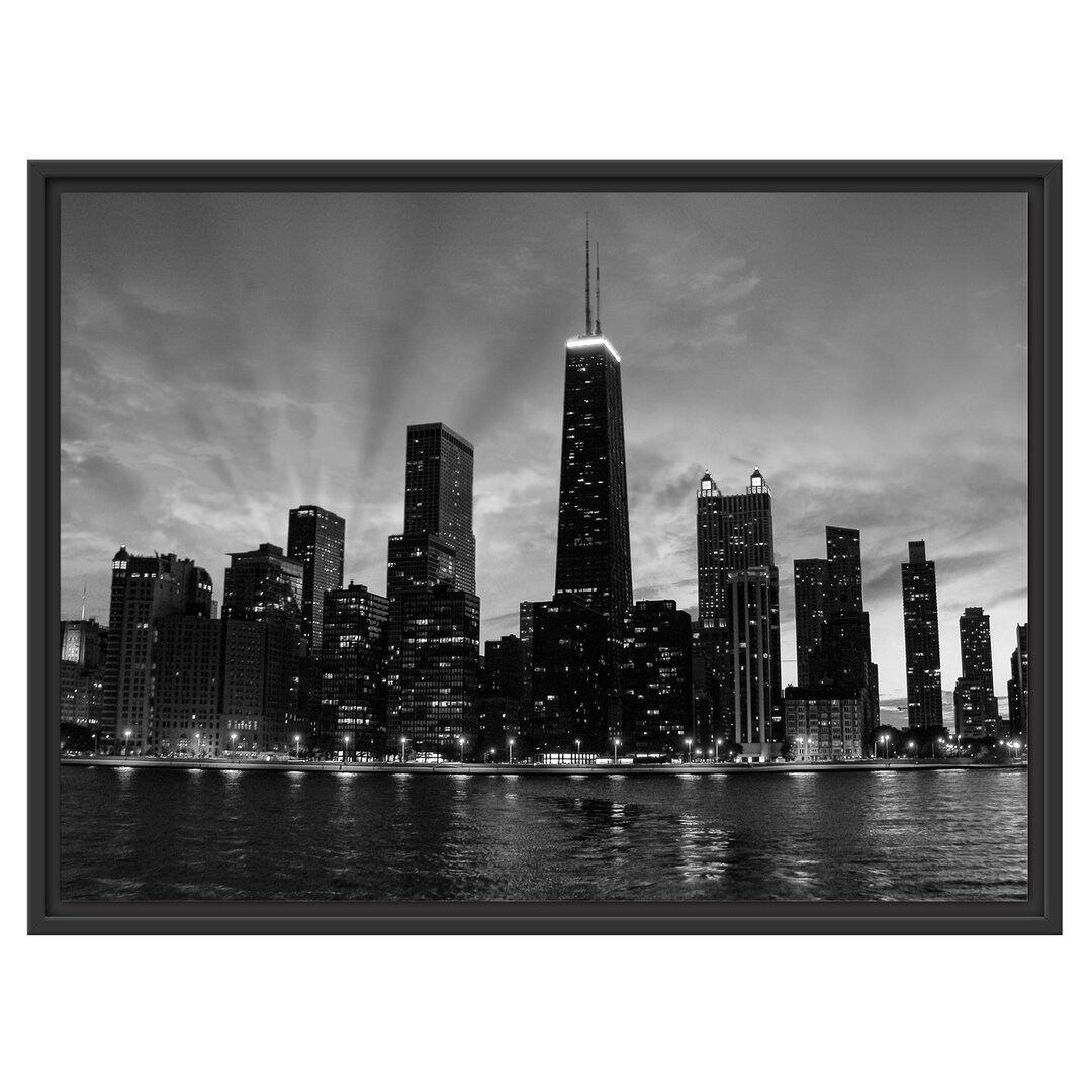 Gerahmtes Wandbild Chicago-Wolkenkratzer-Silhouette