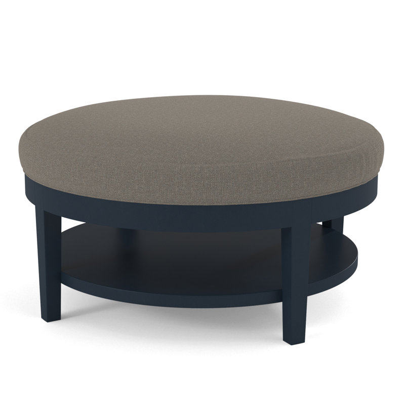 Midtown Upholstered Ottoman, Lapis Plaid; 0126-63, Navy Finish