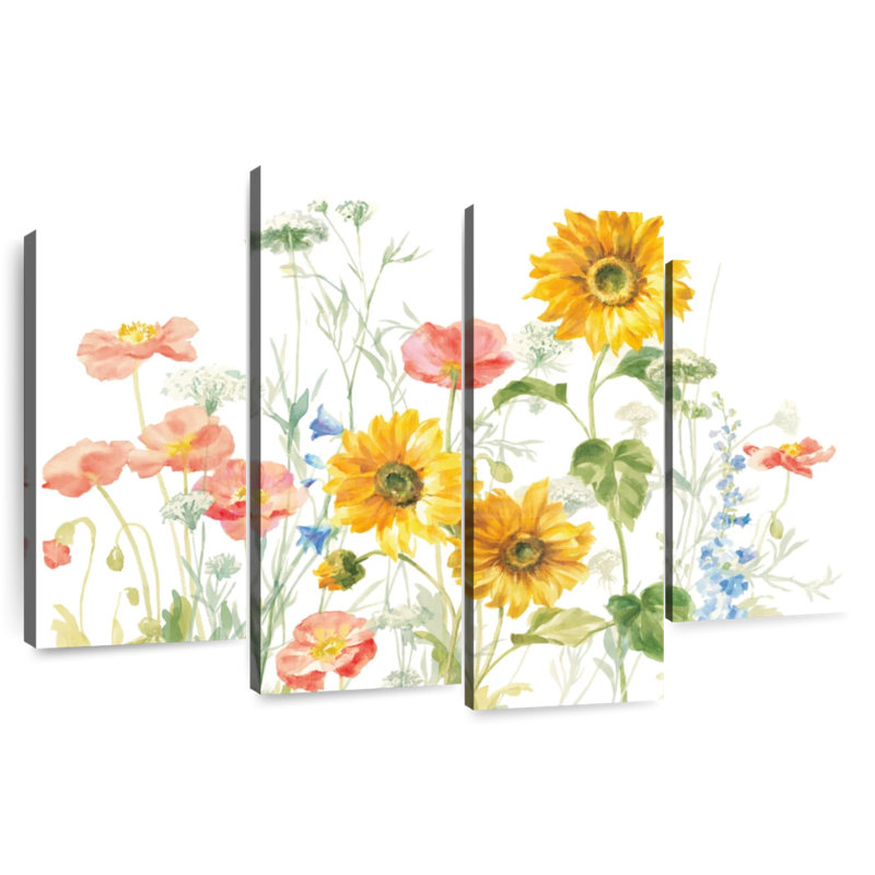 Floursack Florals On White I, 48" H x 75" W