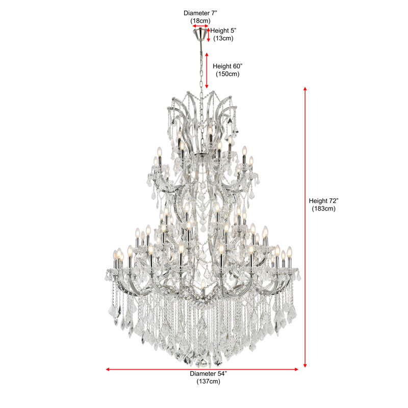 Stockard 61 - Light Glass Chandelier, Chrome / Crystal (Clear) / Royal Cut