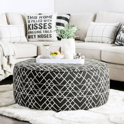 Repose-pieds contemporain de 38,6 po de largeur, noir / motif