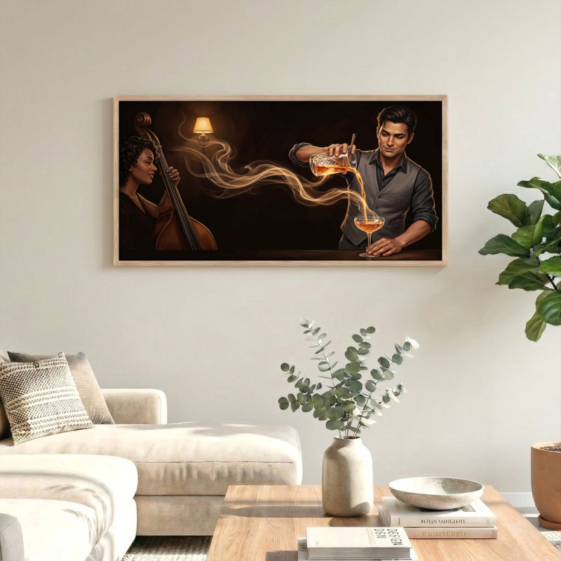 Ensemble d'une toile murale « Musique de cocktail », L 40 po x H 20 po, Naturel