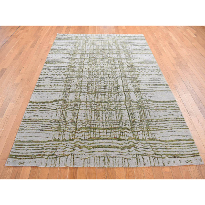 Tapis gris nouvel âge en soie 6 pi x 8 pi 9 po One-of-a-Kind Jessiqua
