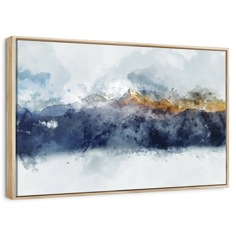 Montagnes de rêve, Cadre flottant en bois naturel, 37 po x 25 po