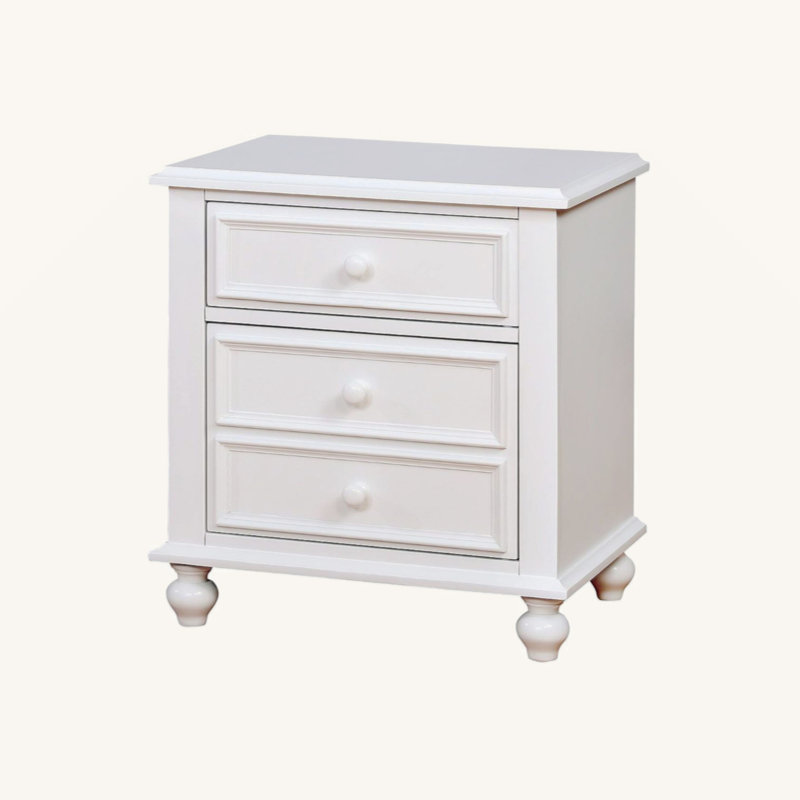 Table de chevet en bois avec 2 tiroirs, blanc