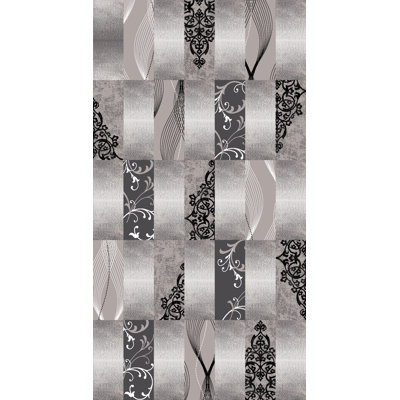 Tapis décoratif gris/noir Touffeté Sibilla