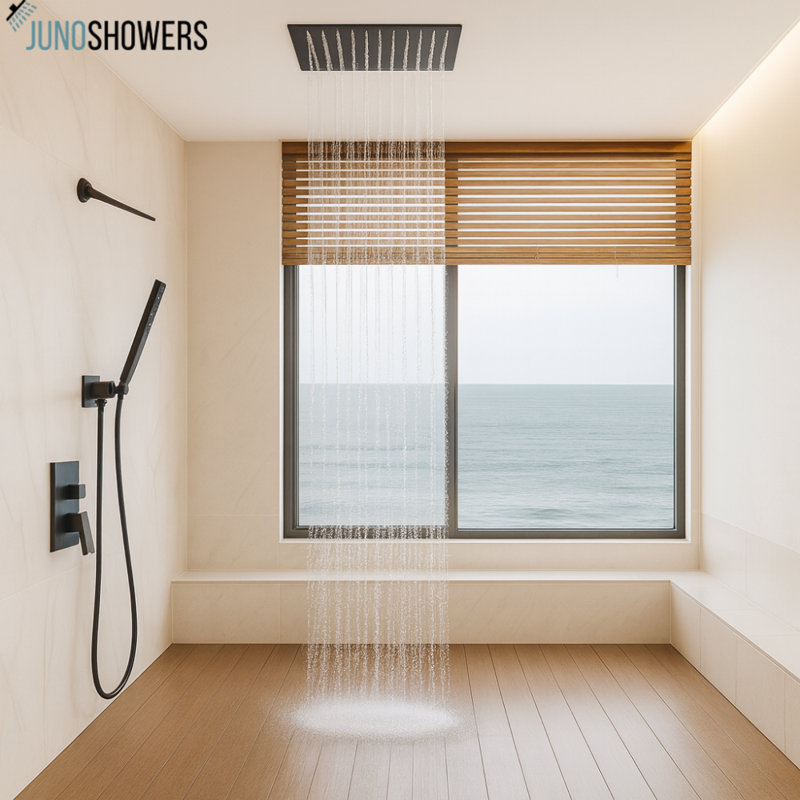Douche de salle de bain à DEL avec chute d'eau en bronze 10 po Juno