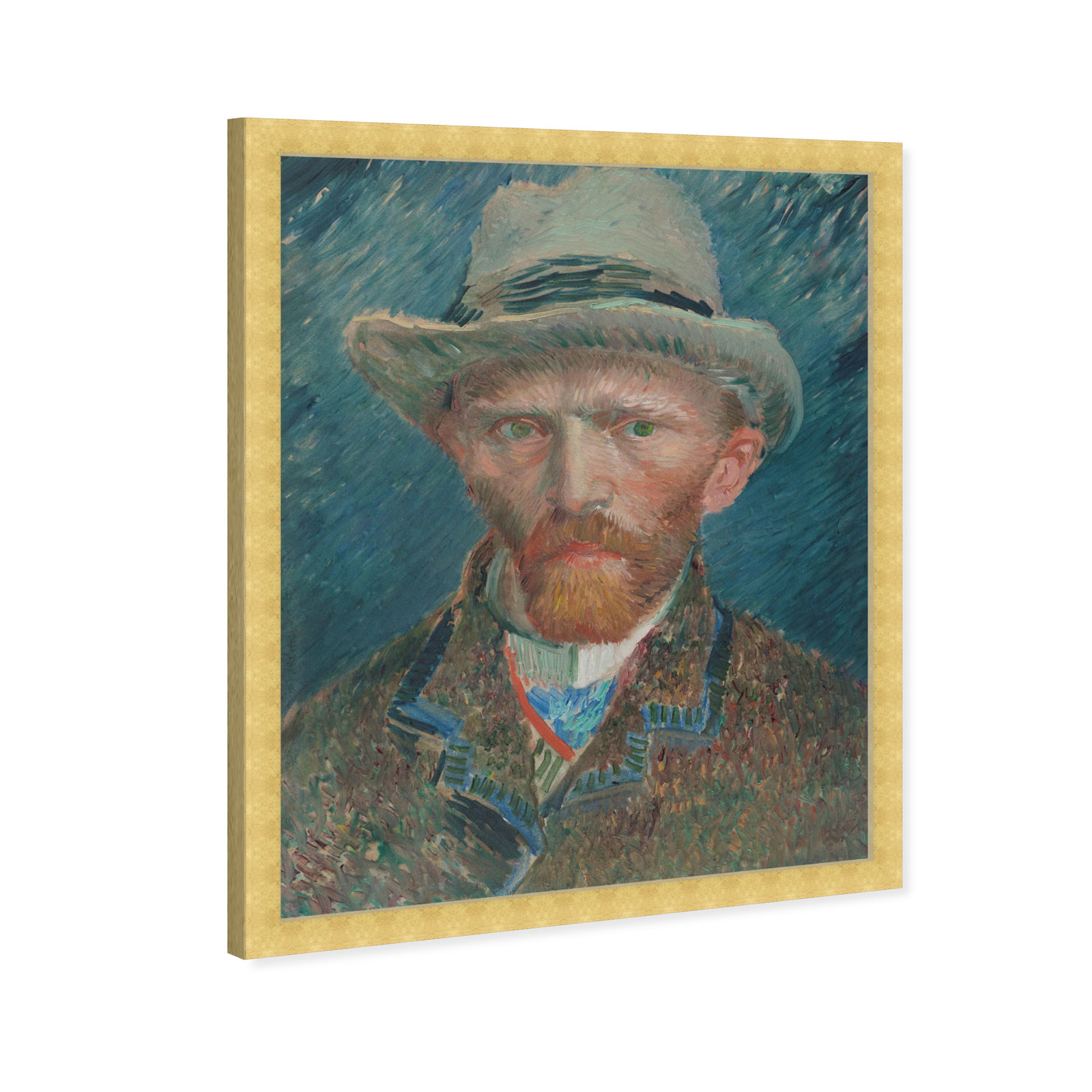 Van Gogh 1887 Self Portrait, Gold, 25" H x 20" W x 1.5" D