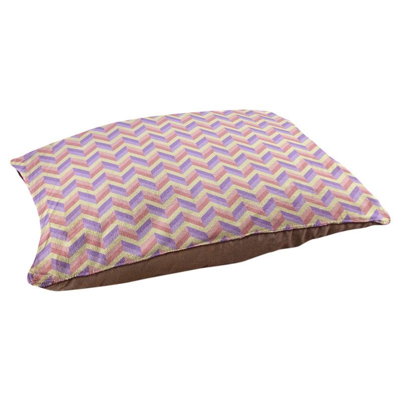 Coussin pour chien chevron Byrge, Moyen (L 29,5 po x P19,5 po x H 9,5 po), Rose / Mauve