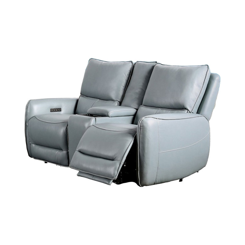 Causeuse inclinable électrique Pono, cuir fleur gris pâle, 74 po