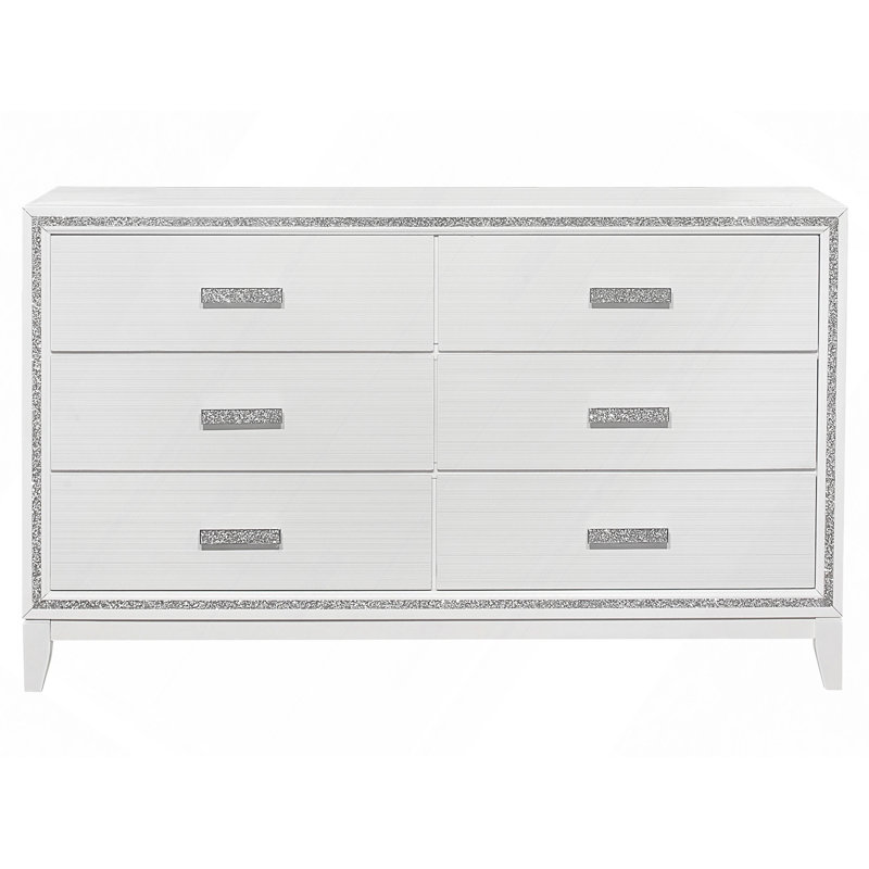Commode à tiroirs, commode à paillettes blanches