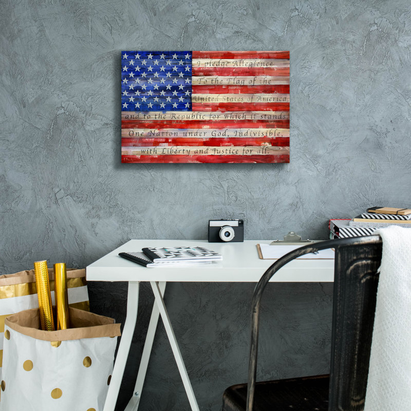 " All American Flag Script " by Paul Brent, 12" H x 18" W x 0.75" D