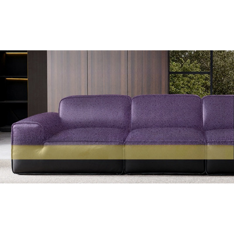 Italian Minimalist Black Sofa, 31.49" H x 110.23" W x 41.33" D, 2