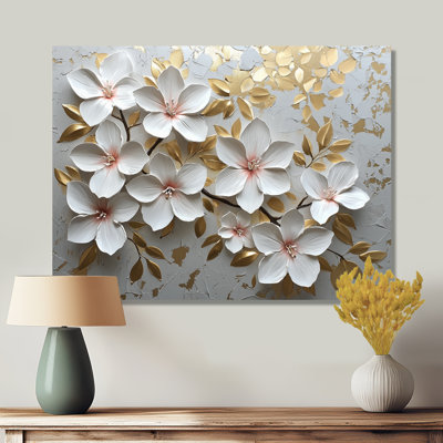 Crème et doré Rhododendron S Radiant Glow II - Rhododendron métal Art