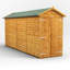Powersheds 14 x 4ft Timber Tongue & Groove Windowless Apex Garden Shed, Double Doors