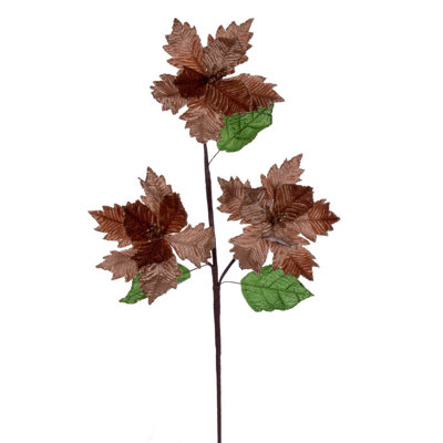 6" x 26" Baby Velvet Trio Razor Poinsettia Stem. It includes three pieces per bag.