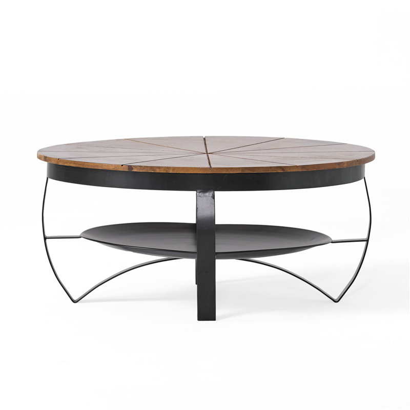 Meroy Round Mango Wood and Iron Coffee Table