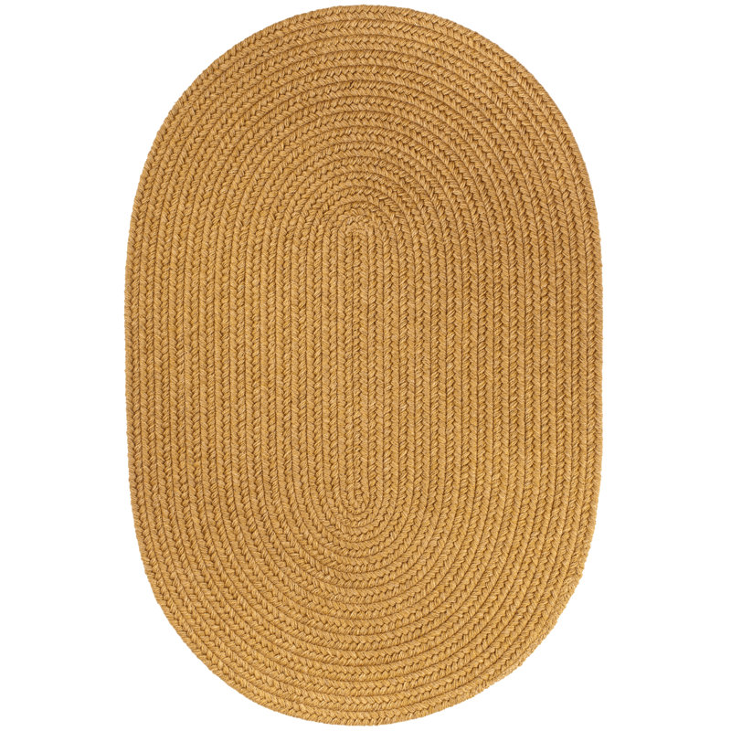 Tapis doré en laine tressé à la main Smyth, Ovale 3 pi x 5 pi