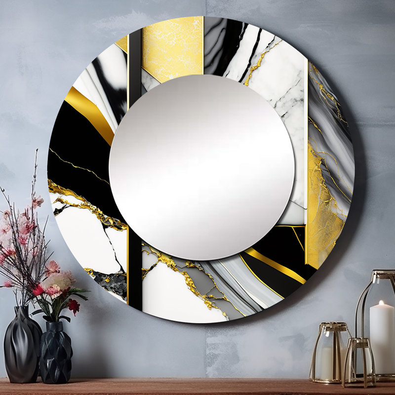 «Orielle Abstract Geode Geometric Marble Grey II», décoration murale unique en marbre, 29 po x 29 po