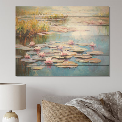 «Monets Water Lily Pond Reflections III - Lake On», reproduction sur bois