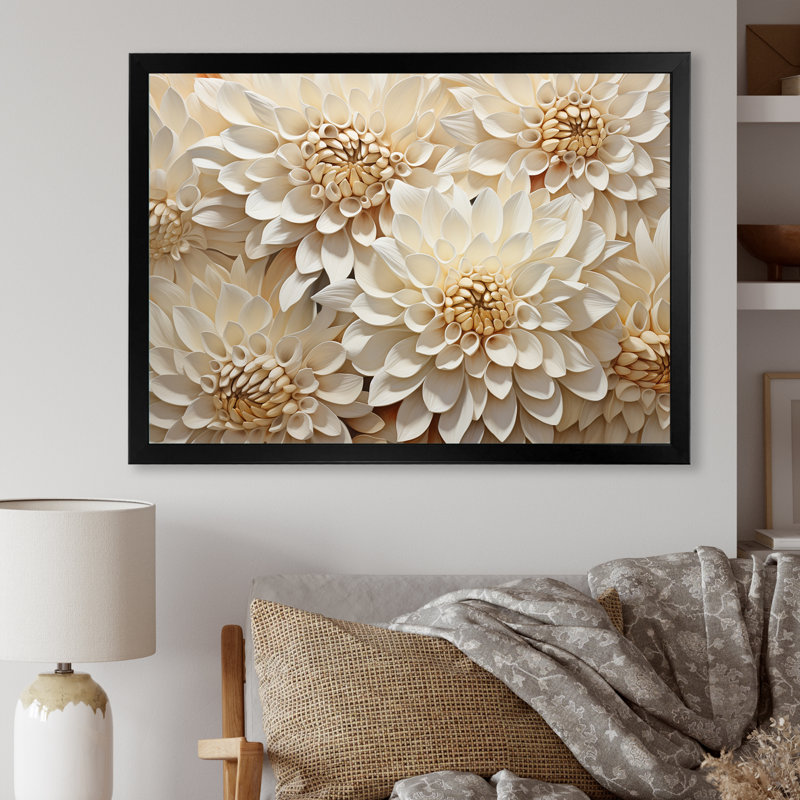 Minimalisme mamans peignant en beige et blanc - impressions sur toile de mamans, Cadre flottant noir