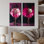 Ensemble de 2 peintures sur toile - Gros plan d'une rose rétro