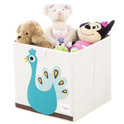3 Sprouts - Toy Storage Cube for Baby and Kids - Peacock