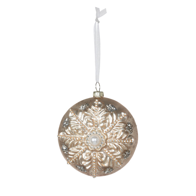 Fleurs Pattern Pearl Pattern Glass Ornament