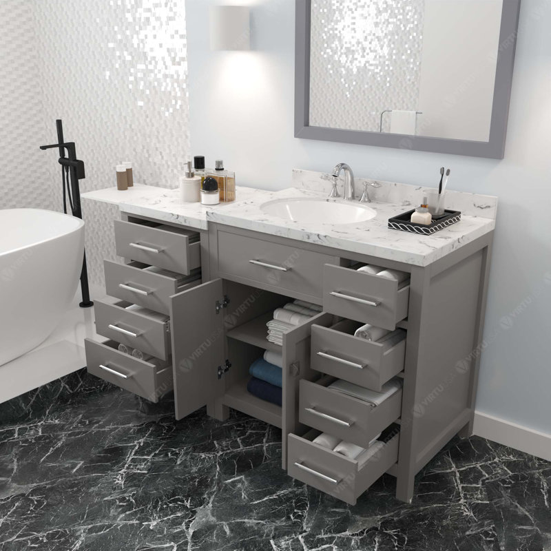 Ensemble de meuble-lavabo simple 57 po Itia, Gris, Circulaire