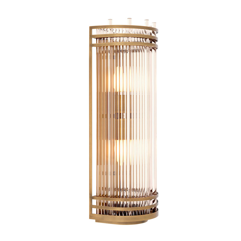 Gulf Flush Mounted Sconce, Antique Brass, 21" H x 7" W x 6" D