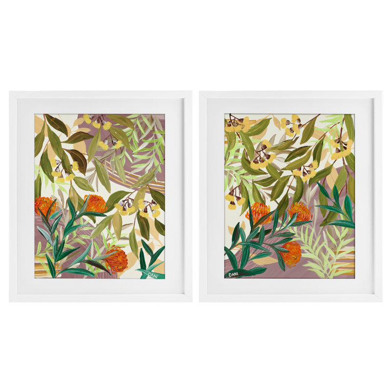 Walk With Me Botanicals, ensemble de 2 reproductions encadrées sous verre, par Dani Heyward, H 21 po x l 17 po