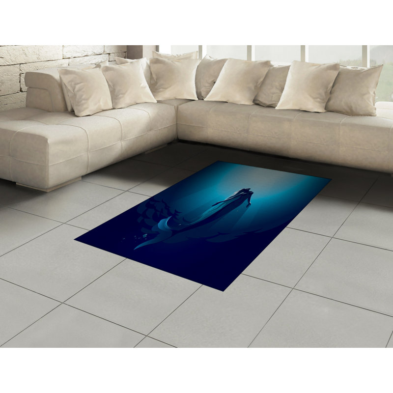 Underwater Cartoon High Density Long Fiber Poly Threads Decorative Area Rug Carpet, Rectangle 4' x 5'8"