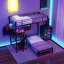 Lit superposé simple au-dessus de simple avec station de travail Lit superposé en métal avec tablettes de rangement et tiroirs