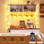 Armoire-bar 57,5 po avec rangement, prise de courant, lumières DEL, 5 crochets, 12 supports pour cuisine, salon-941724702