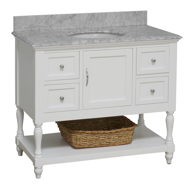 Ensemble de meuble-lavabo simple 42 po Hampton, Blanc, Marbre de Carrare