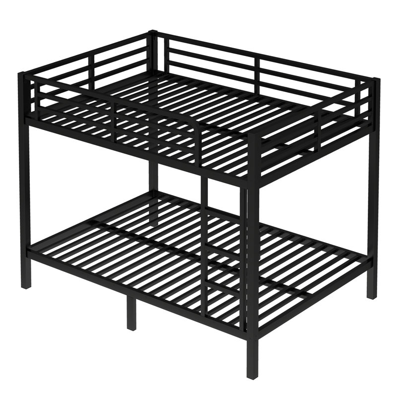 Lit superposé en métal robuste pour adultes et adolescents, silencieux, peu encombrant, sans sommier, noir