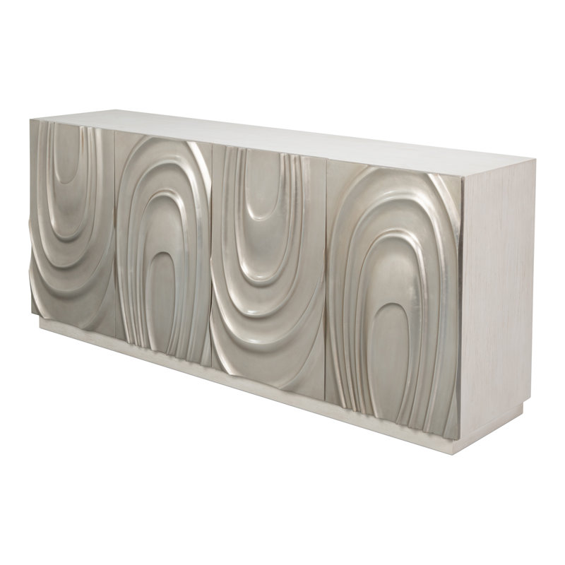 Capriole 86'' W Solid Wood, White/Silver